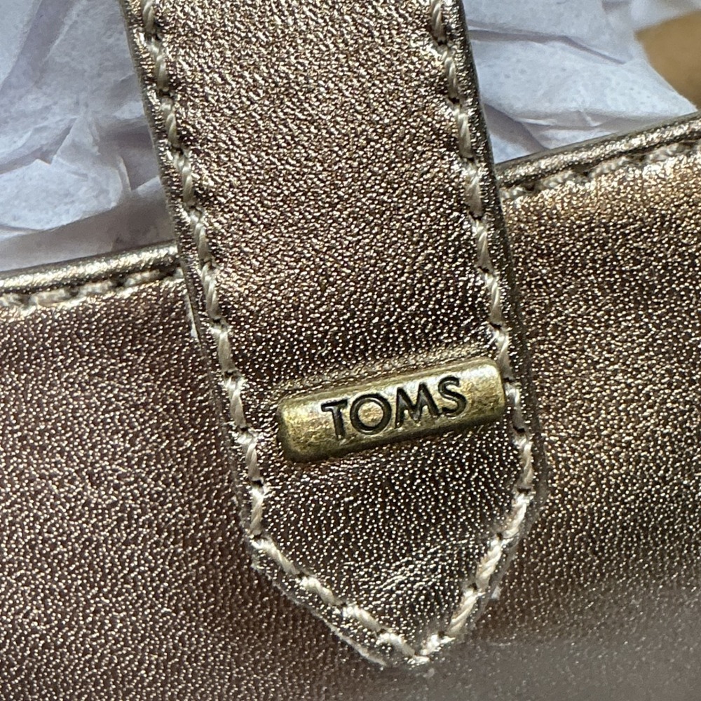 TOMS Bianca Mary Jane Ballet Flats Womens‎ Gold Casual Size 11 Leather Metallic - Picture 10 of 13